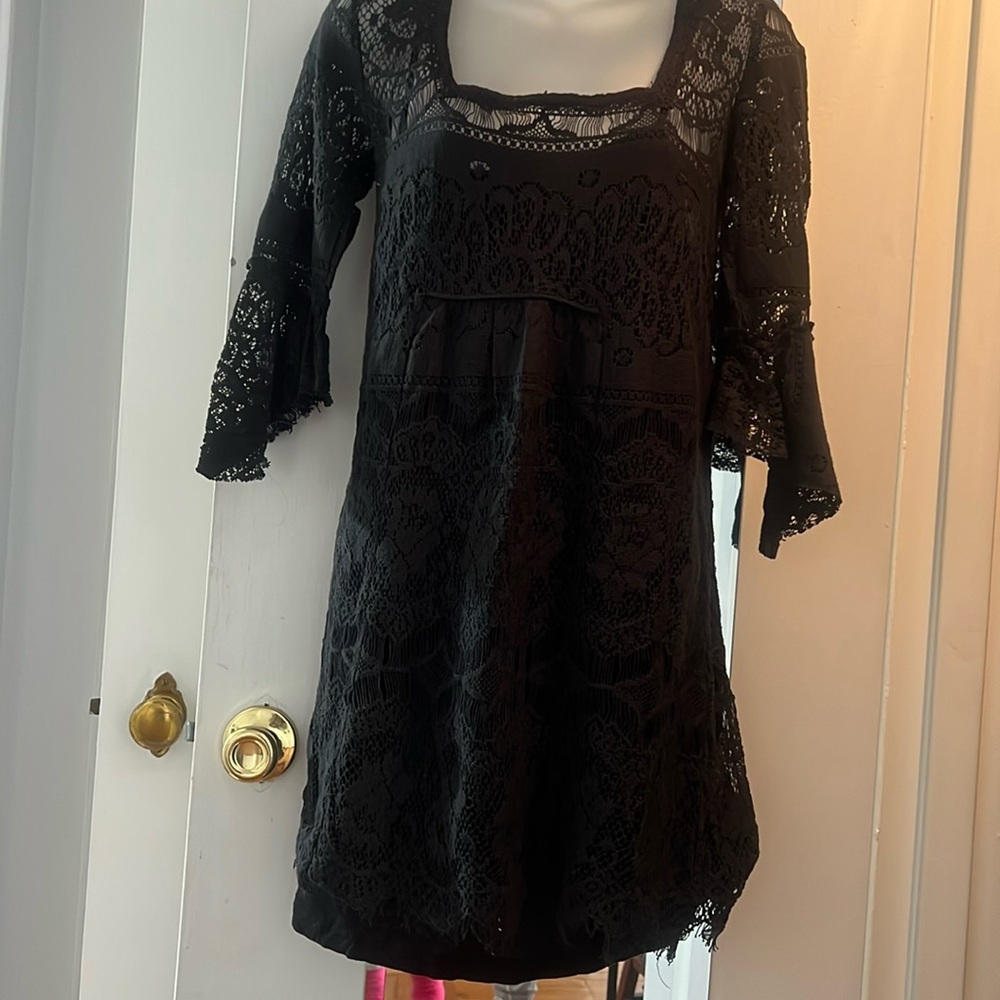 Free People Little Black Lace Mini Dress